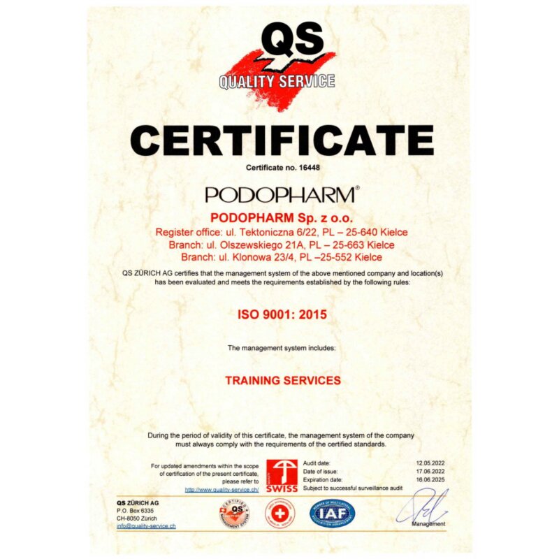 Kvalita Podopharm ISO certifikát