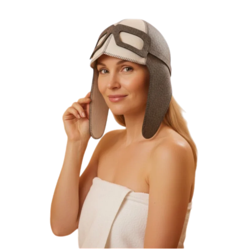 Saunová čiapka Aviator z plsti – ochrana pred teplom a komfort